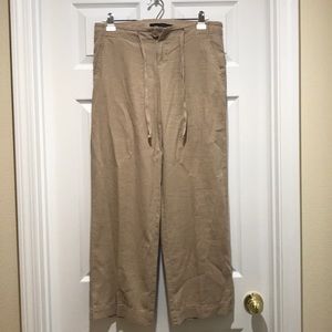 GUC CALVIN KLEIN BEIGE LINEN PANTS SZ 4 WIDE LEG
